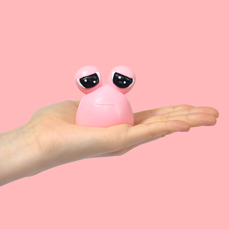 70g Pink Sad Frog Pou Taba Squishy