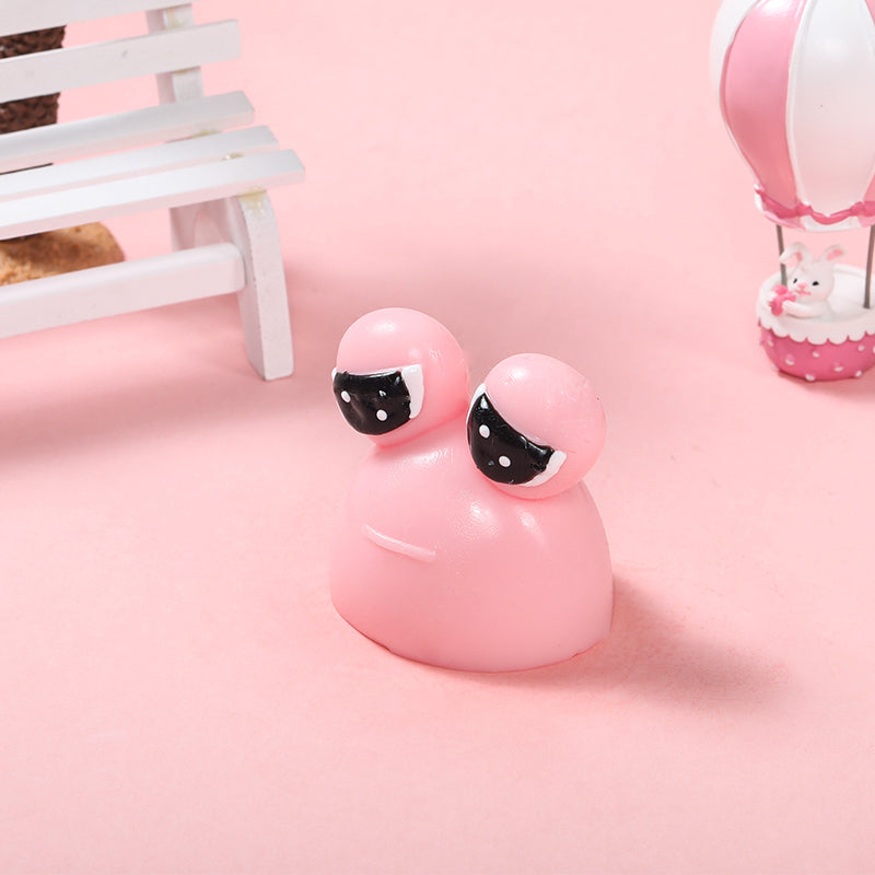 70g Pink Sad Frog Pou Taba Squishy
